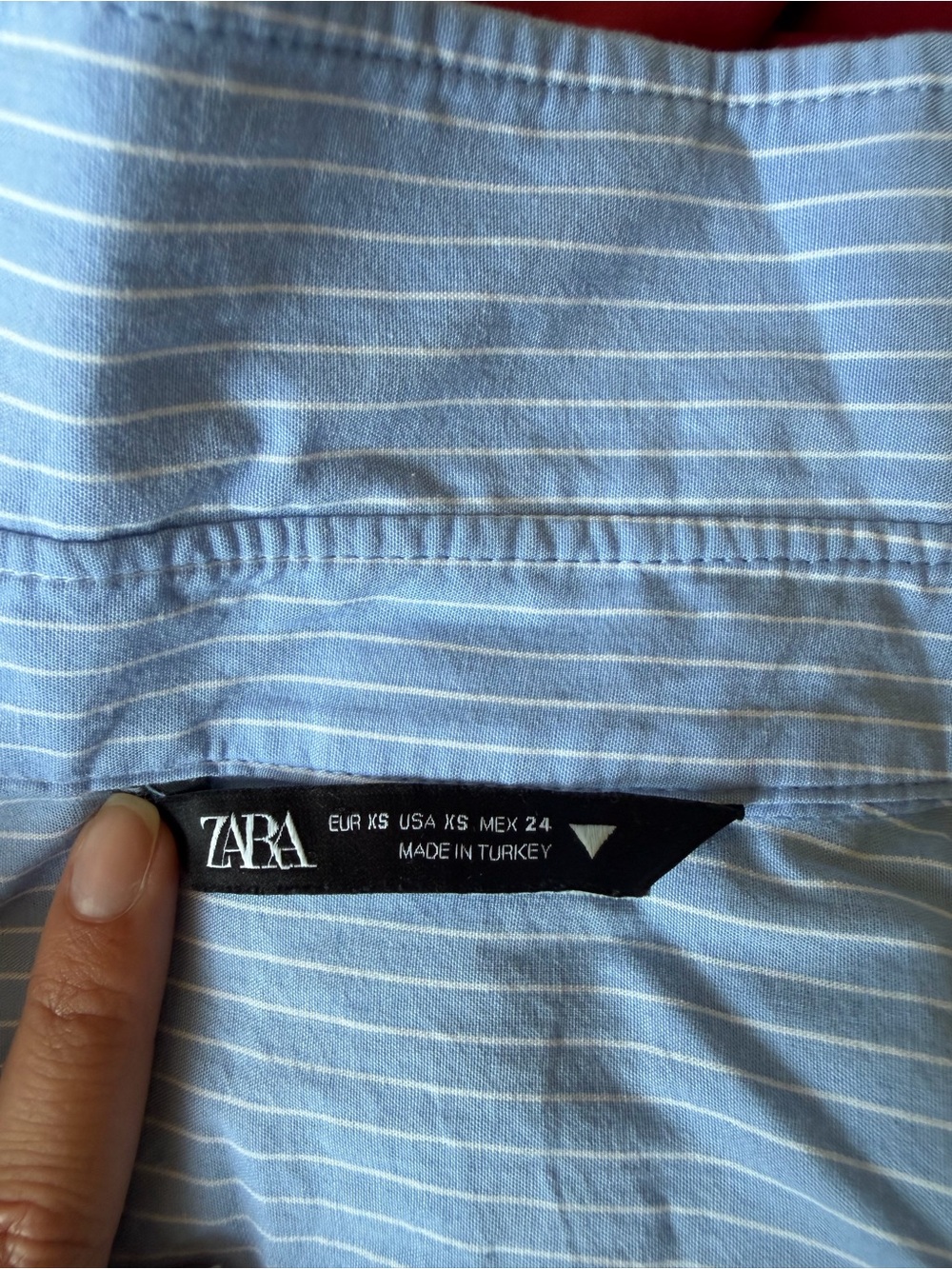 Zara Light Blue Striped Cropped Button-Up Top - Picture 2 of 2